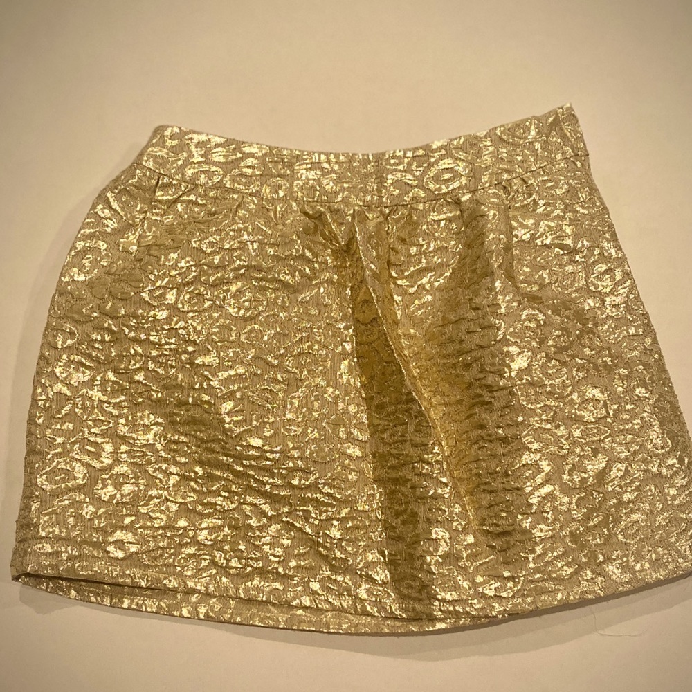 Leopard Animal pattern metallic gold jacquard weave skirt. Size 8